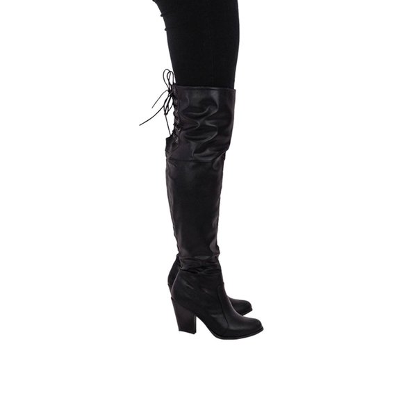 Chase & Chloe Max-2 Women's Over The Knee Thigh High Suede Chunky Heel B… - Picture 5 of 9